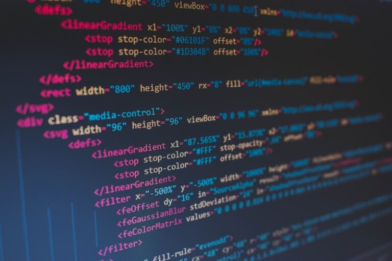 HTML code on dark screen