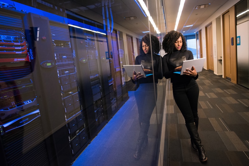 Woman working on cybersecurity