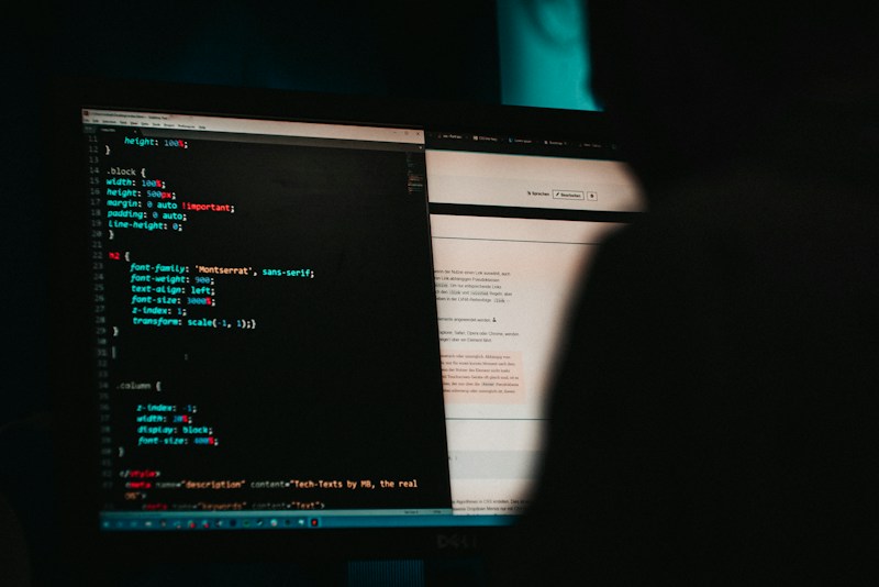 Code on a dark screen