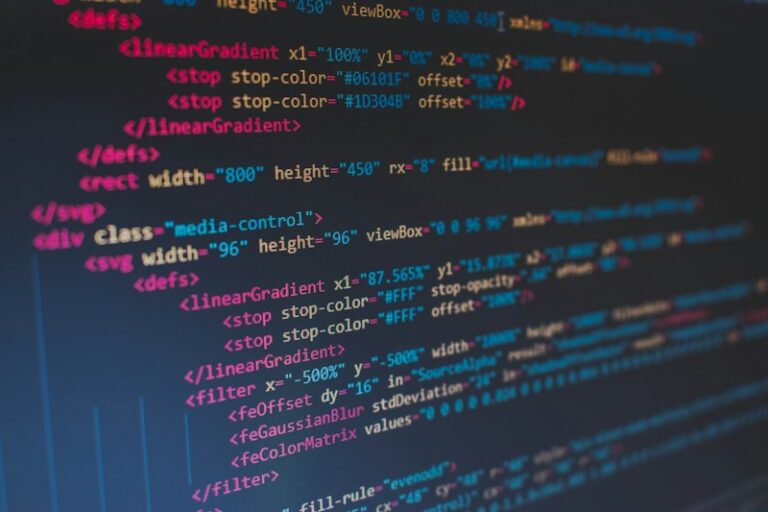 HTML code on a dark screen