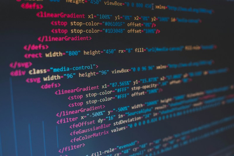 HTML code on a dark screen
